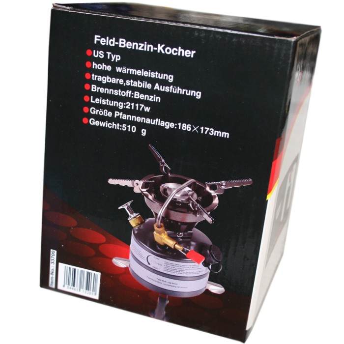 MFH petrol stove, camping stove, US model, with bag